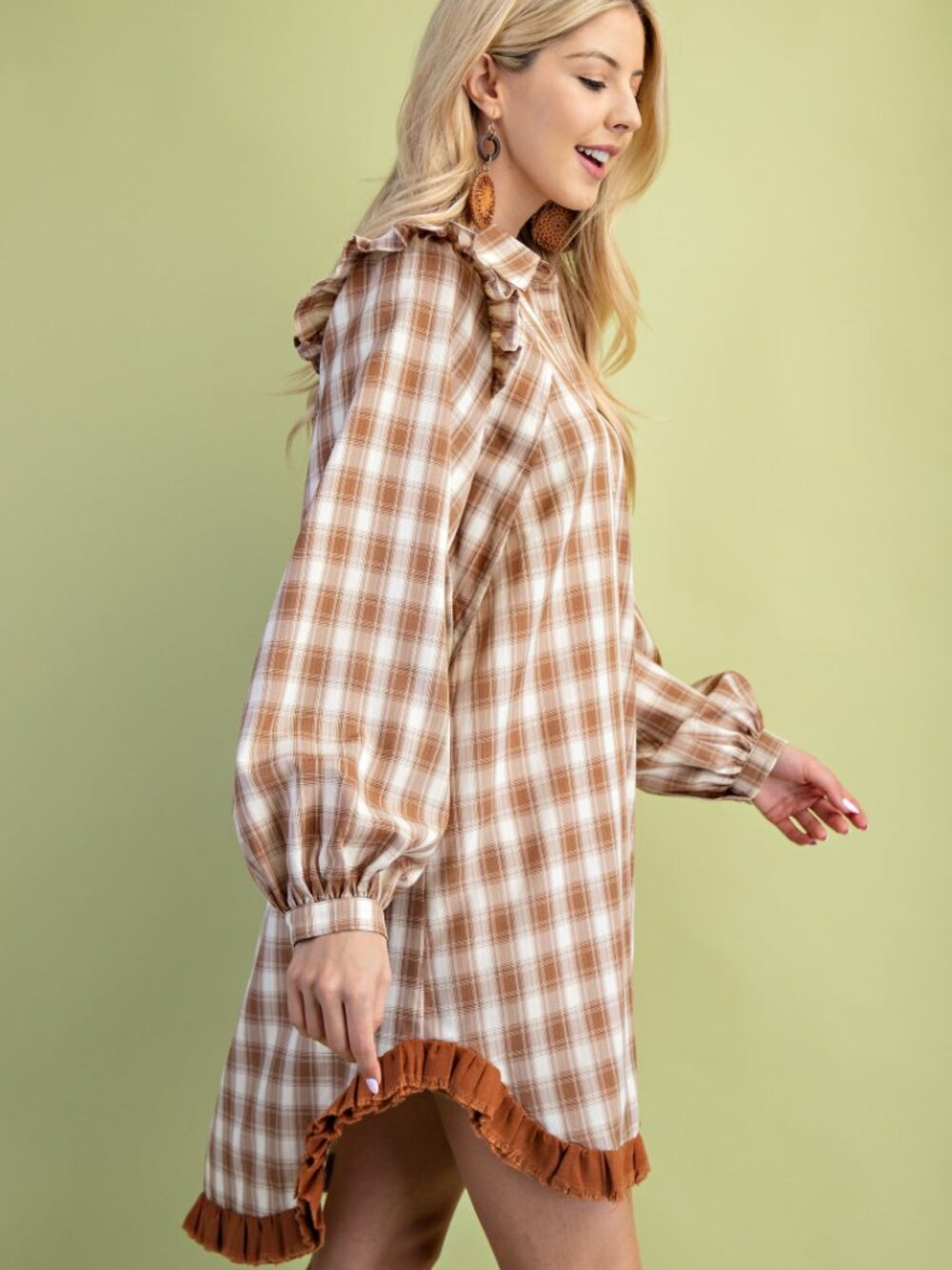 GiGiO's Plaid Mini Hi-Low Shirt Dress - Picture 5 of 6